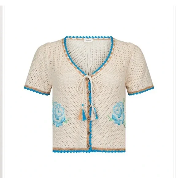 Spell Coastal Granny Short Sleeve Top in Cornflower - Picture 8 of 14